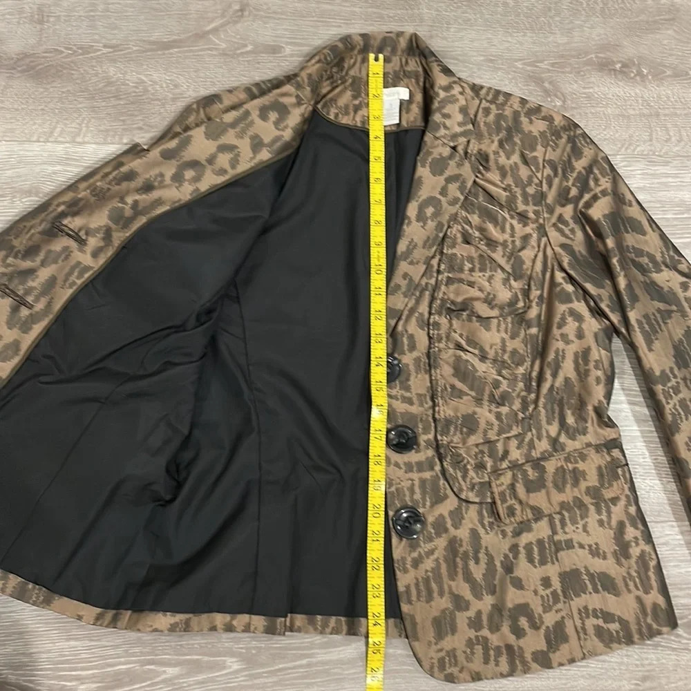 Women's Brown Leopard Print Blazer Jacket - Picture 14 of 16